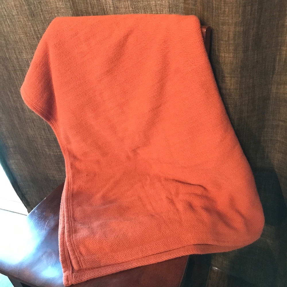 Rusty red orange Cotton herringbone blanket